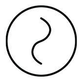 Minimalist icon of a wavy line inside a circle.