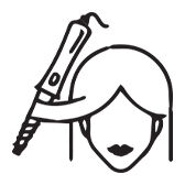 Illustration of a woman curling her hair with a curling iron