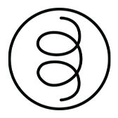 Icon of two intertwined loops inside a circle.