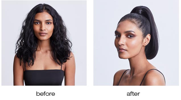 Shu Uemura Hair Tutorial: Create a High Sleek Ponytail, Before & After Shu Uemura Hair Tutorial: Create Textured Waves With a Sleek Side Part, Before & After