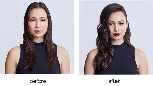 Shu Uemura Hair Tutorial: Create Textured Waves With a Sleek Side Part, Before & After Shu Uemura Hair Tutorial: Create Textured Waves With a Sleek Side Part, Before & After
