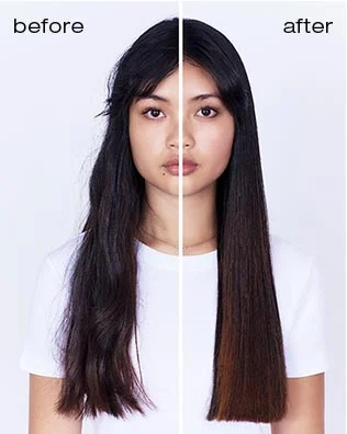 shu uemura ashita supreme hair care before and after of straight hair brunette model shu uemura ashita supreme hair care before and after of straight hair brunette model